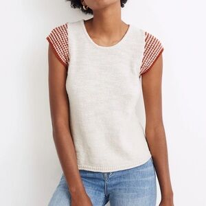 *SOLD* Madewell Knitted Kimble Striped Sweater Top with Contrast Sleeves Size M